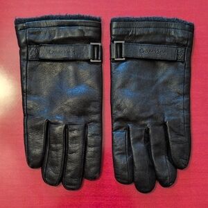 Calvin Klein Men's Black Leather Gloves